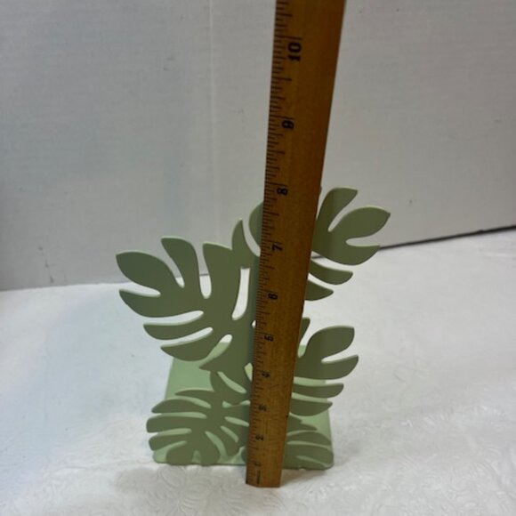 Light Green Metal Leaf Designed Book End Nature 8"x4.75" - Picture 6 of 8